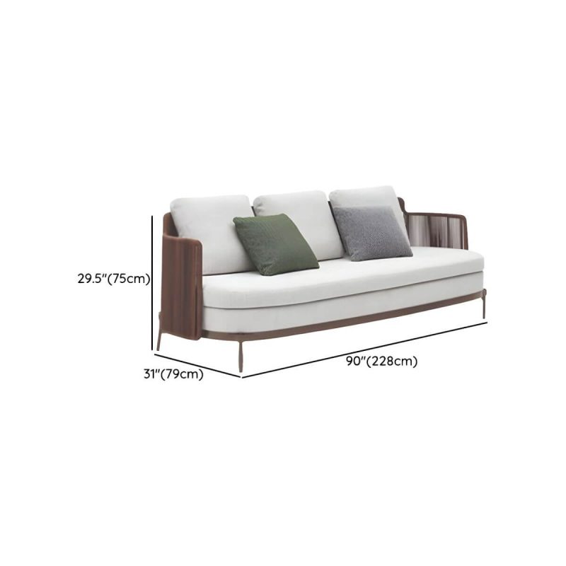 "Dimension of Waterproof Wicker/Rattan Modern Sofa with Upholstered Cushions and Pillows - Brown - 3-Seater Sofa"
