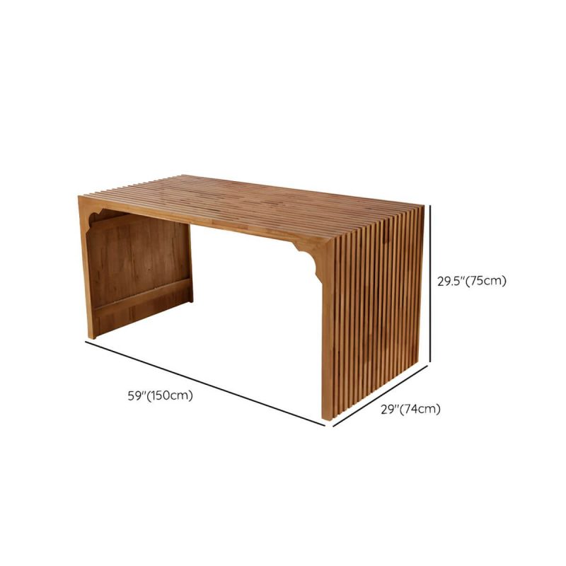 "Dimension of Pine Wood Patio Dining Set Traditional Style, Natural Color, Weatherproof - Table"