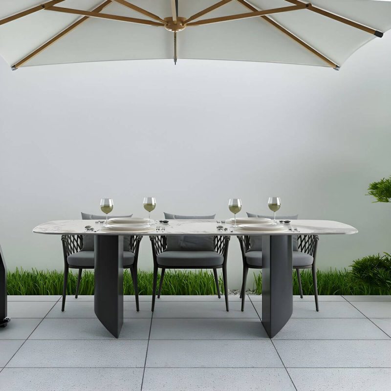 "Modern Gray Metal Arm Chair with Wicker Back and Cushions for Your Patio - 25"L x 24"W x 29"H 6 Piece Set"