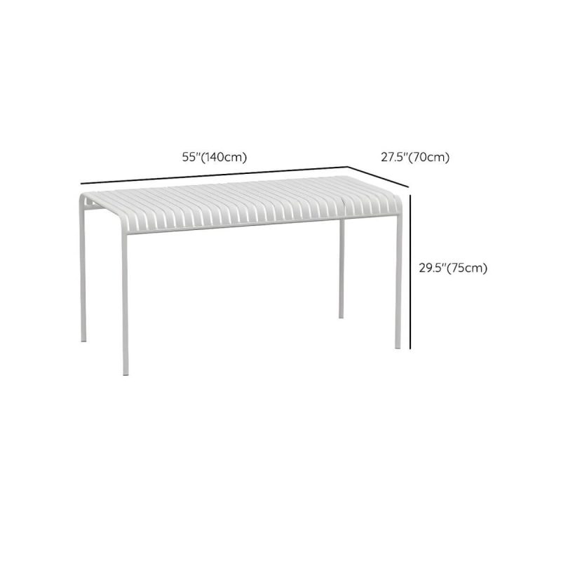 "Dimension of White Metal Modern Patio Dining Table Waterproof Design without Umbrella Hole - 55.1"L x 27.6"W x 29.5"H Table Only"
