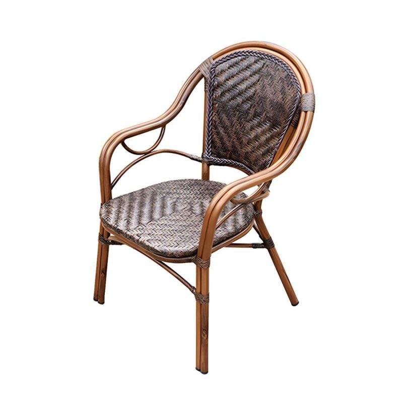 "Modern Brown Glass Top Patio Table Set Metal 4 Legs for Outdoor - Table & Chair(s) 47.2"L x 31.5"W x 29.5"H 6"