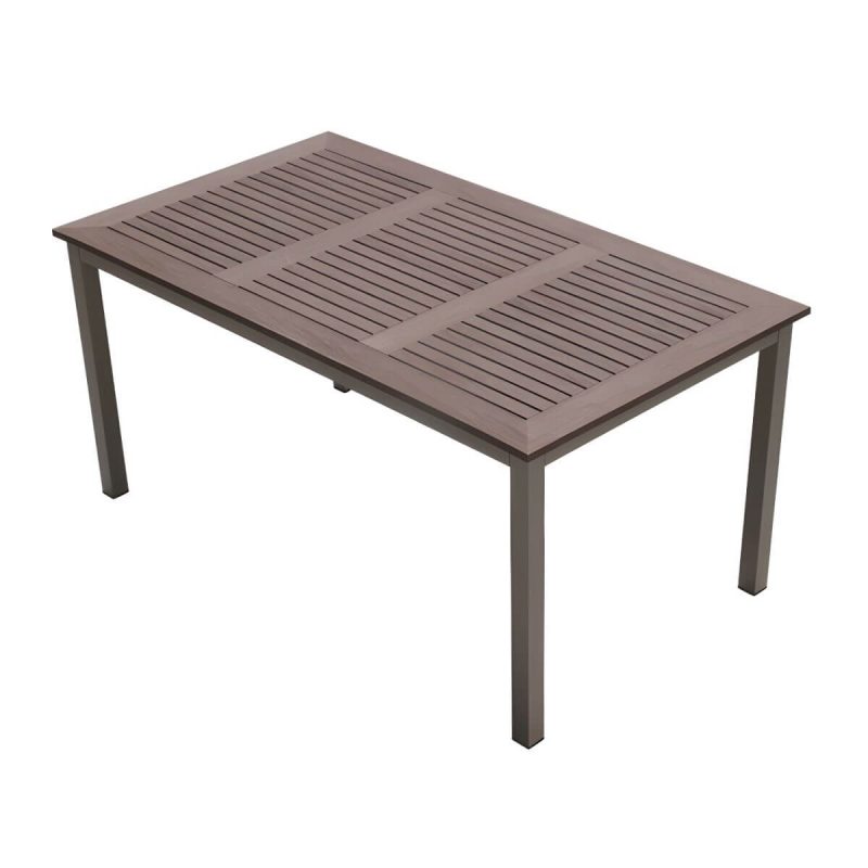 "Traditional Patio Table Wood Top Metal Frame Water Resistant Patio Table - 59.1"L x 35.4"W x 29.5"H Table Only"