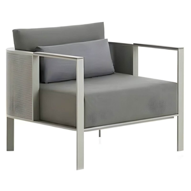 "Gray Upholstered Metal Frame Modern Sofa with Removable Cushions - 1-Seater Sofa"