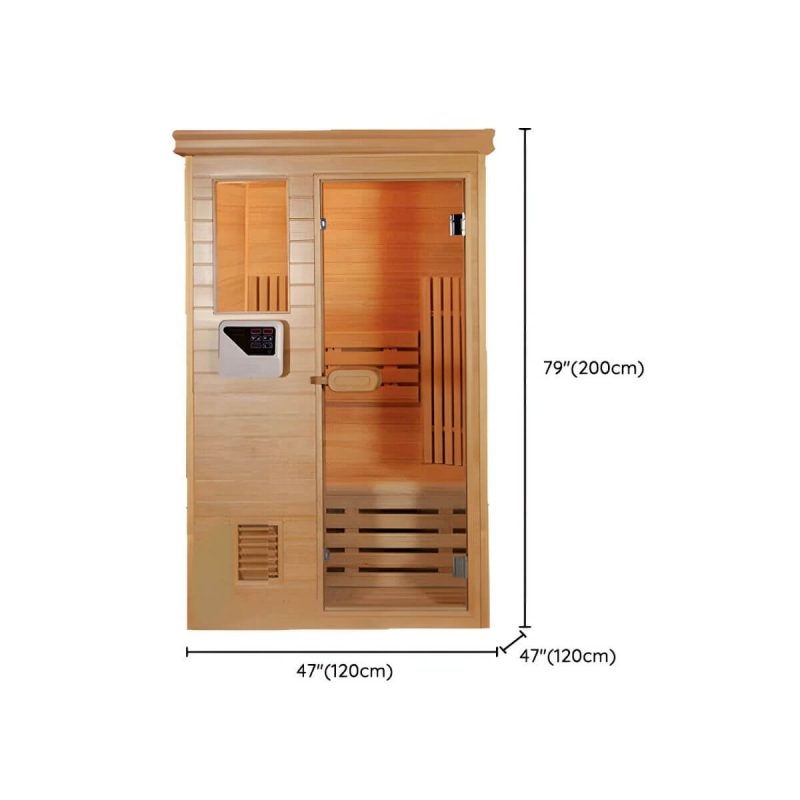 "Dimension of Luxury Wood FAR Infrared Sauna with LED Lighting and Control Panel - 47.2"L x 47.2"W x 78.7"H"