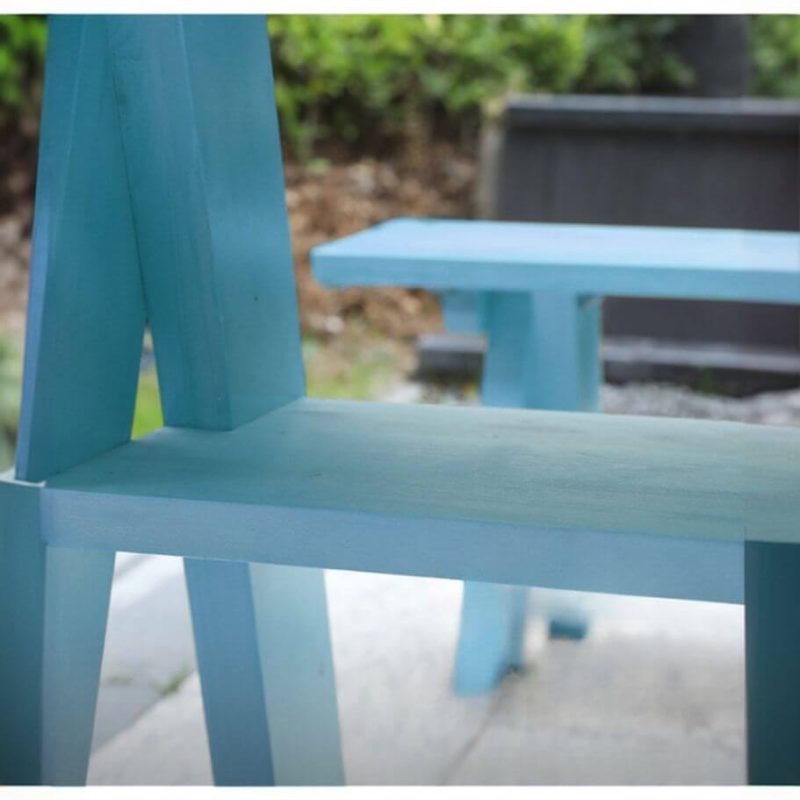 "Simplistic Cerulean Timber Rectangle Anti-uv Patio Dining Table, Without Chairs, Blue, 71"L x 26"W x 28"H"