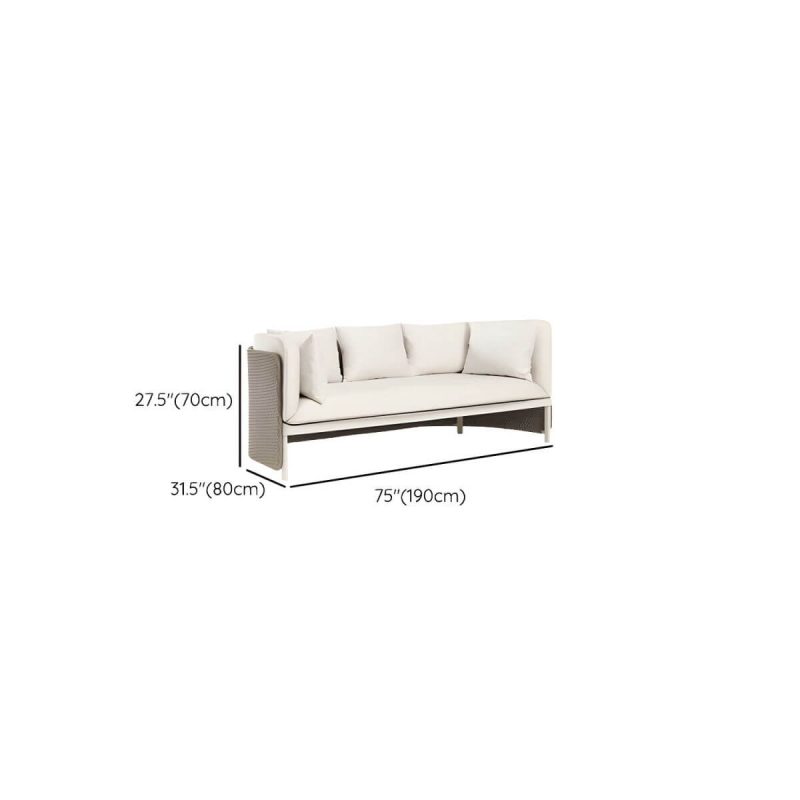"Dimension of Tropical with Cushions UV Resistant White Fabric Outdoor Patio Sofa - 75"L x 31.5"W x 27.5"H"