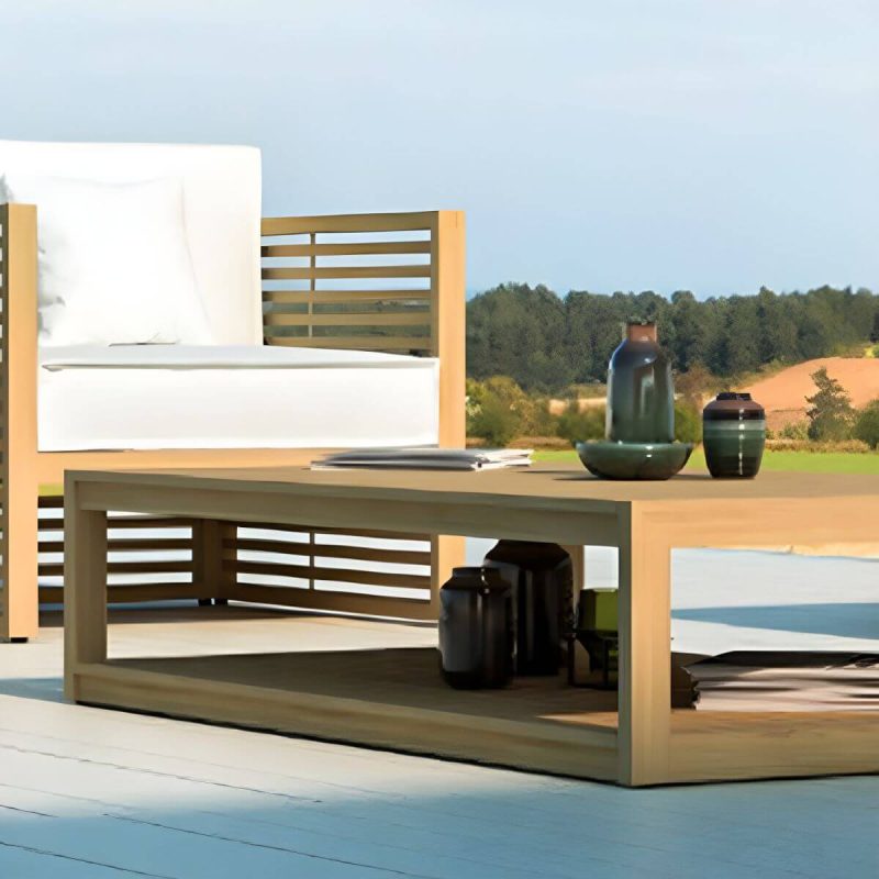 "Contemporary Water Resistant Patio Sofa Solid Wood Outdoor Patio Sofa - White 63"L x 33"W x 26"H"