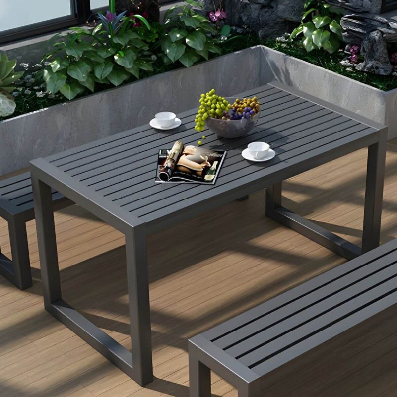 "Rectangle Dining Table Industrial 29.52" High Brown Wood Table - 51.2"L x 27.6"W x 29.5"H Table Only"