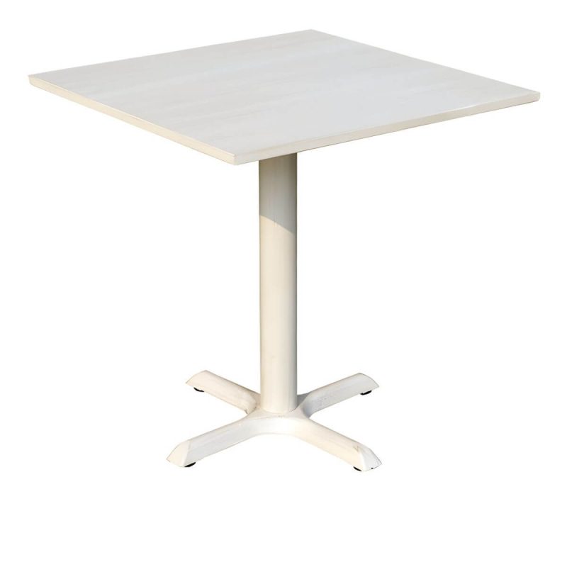 "Modern Geometric Waterproof Courtyard Table Metal Base Outdoor Table - Table Only Square Textured White 27.6"L x 27.6"W x 27.6"H"