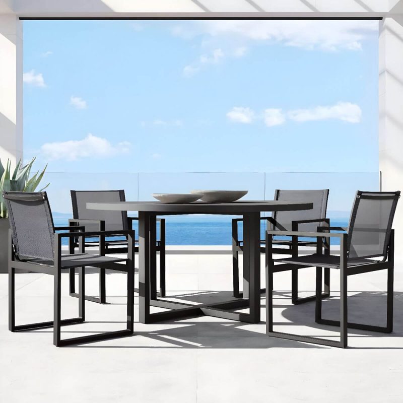 "Water Resistant Patio Table Contemporary Style Outdoor Dining Table - Black 47.2"L x 47.2"W x 29.9"H Table Only"