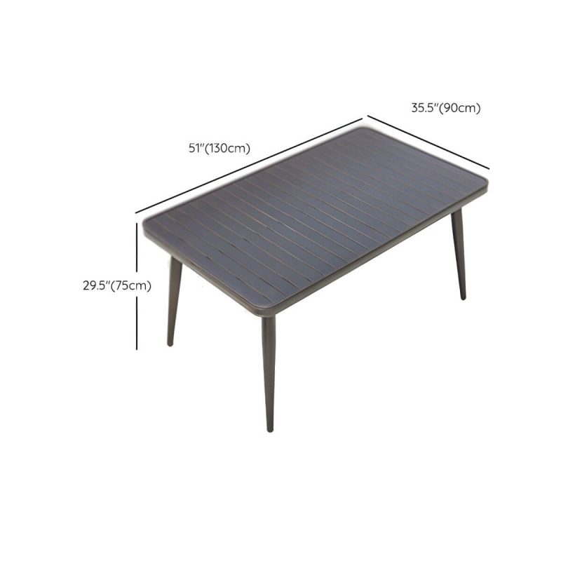 "Dimension of Modern Brown Patio Dining Set with Upholstered Chairs and Weatherproof Metal Frame - Table & Chair(s) 51.2"L x 35.4"W x 29.5"H 4"
