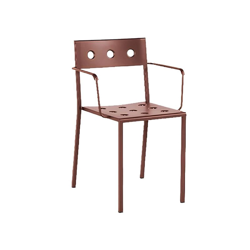 "Industrial Metal Dining Side Chair Open Back Stacking Outdoor Chair - 1 Piece With Arms"