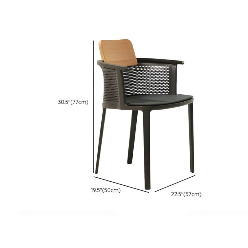 "Dimension of Modern Metal Non-Swivel Arm Chair Cushions Not Included Single Patio Dining Chair - Smoke Gray 0.07" Aluminium Tube"