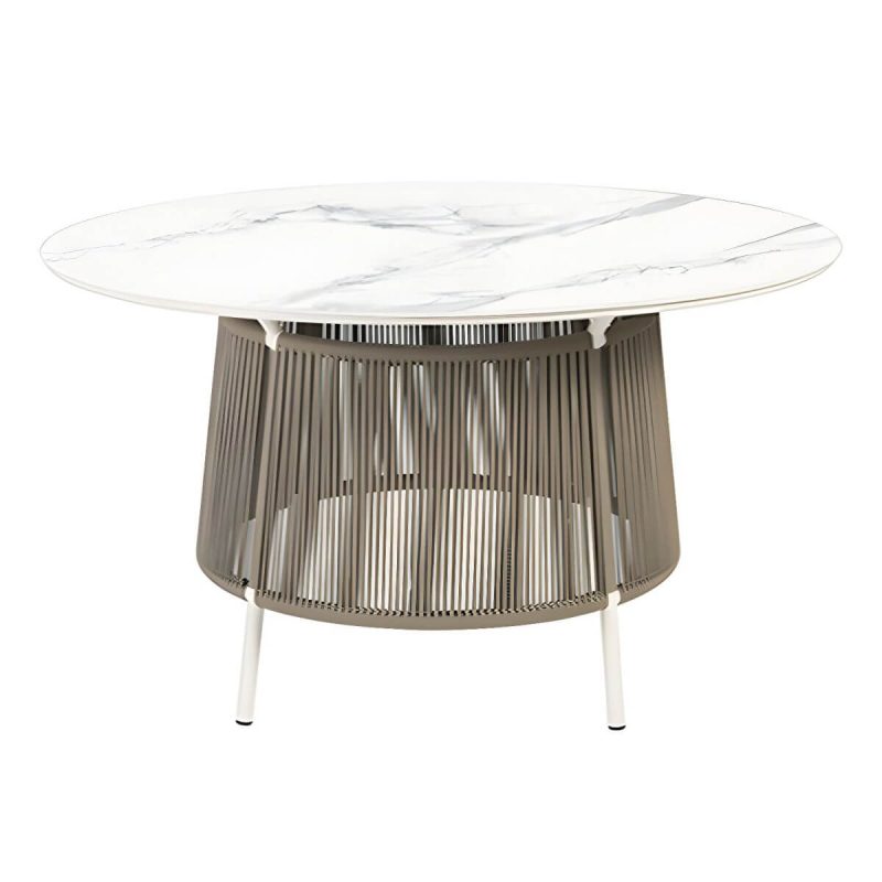 "Boho Style Dining White Round Stone 1/2/5/6 Pieces Dining Set - Table 35.4"L x 35.4"W x 29.5"H Zero"
