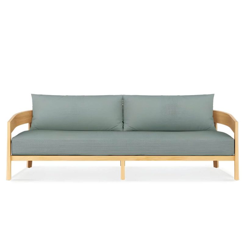 "Wood Frame Outdoor Sofa Water and UV Resistant Patio Sofa with Cushion - 3-Seater Sofa"