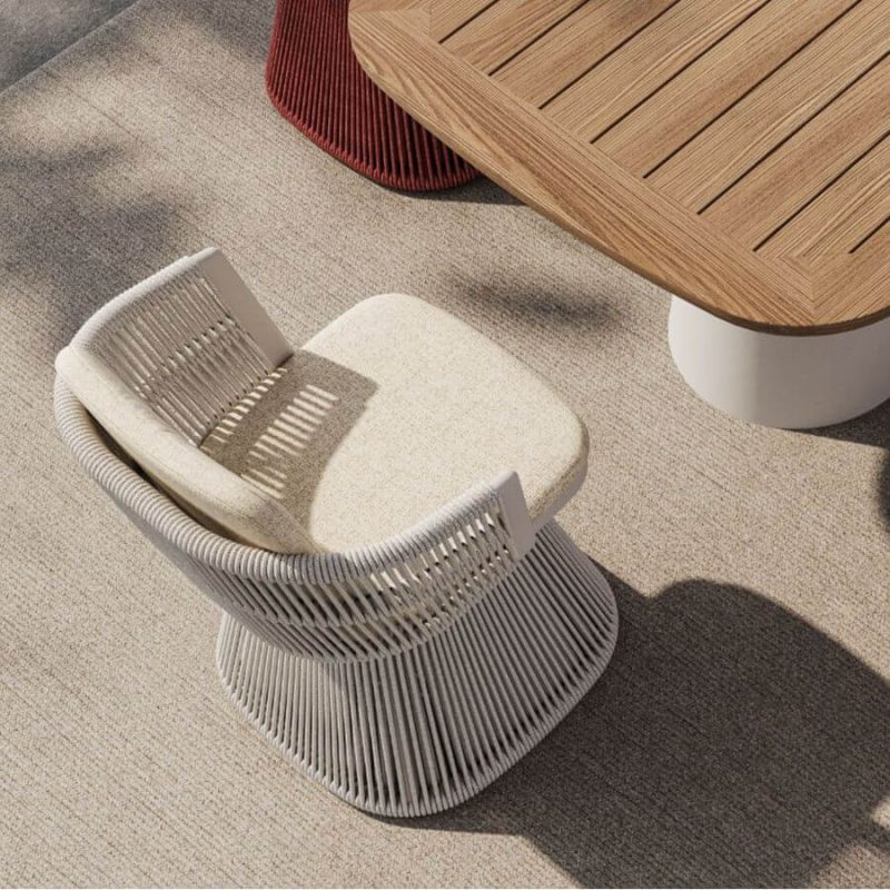 "Contemporary Aluminum Round Patio Dining Table with Natural Finish, Without Chairs"