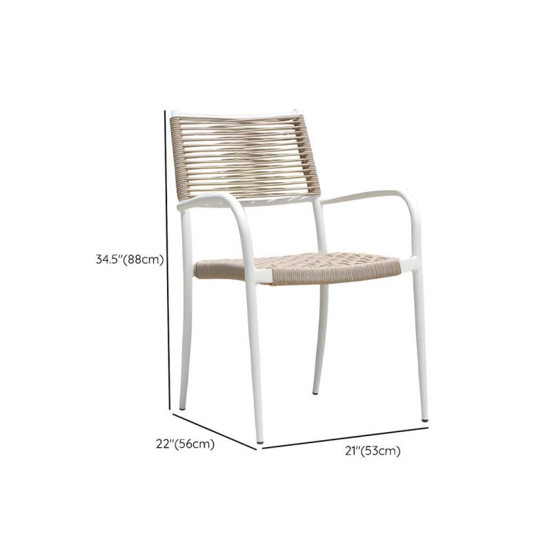 "Dimension of Stacking Dining Side Chair Aluminum Outdoor Bistro Chairs with Arm - 1 Piece"