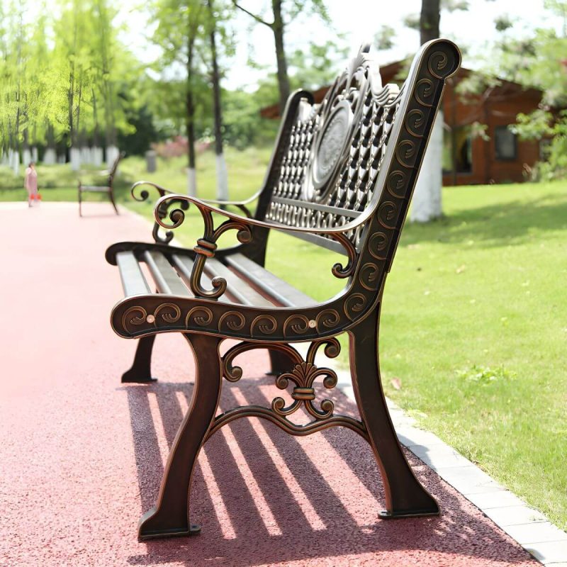 "Modern Metal Garden Bench with Legs Water Resistant for Outdoor - 61"L x 29"W x 37"H"
