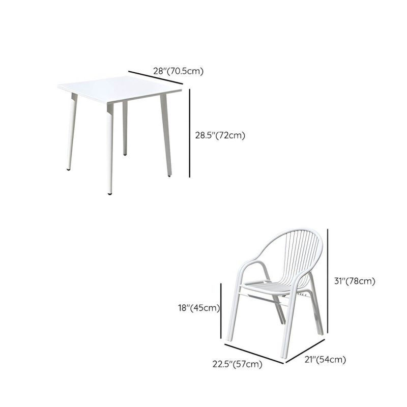 "Dimension of Stylish Weatherproof Patio Dining Set with Stackable Metal Chairs - Table & Chair(s) 4 28"L x 28"W x 28"H"
