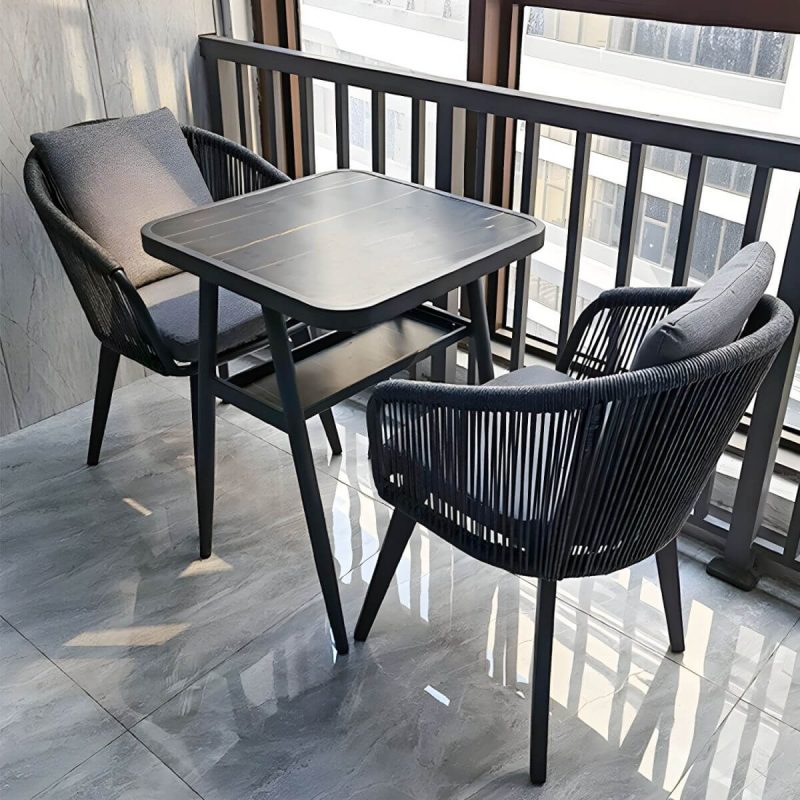 "Modern Style Dining Set Square Metal 1/3 Pcs Dining Table Set - Table & Chair(s) 23.6"L x 23.6"W x 29.5"H 2 Brown/ White"