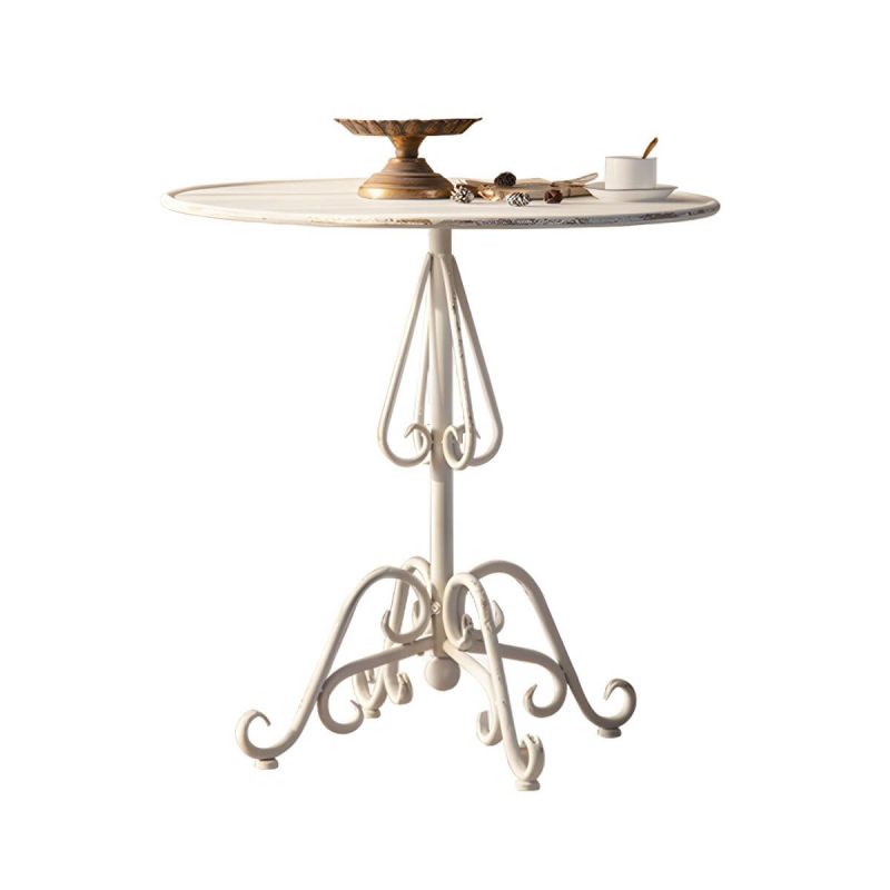 "Round Shape Patio Table Contemporary Style Metal Scratch Resistant in White - Textured White Table Only"