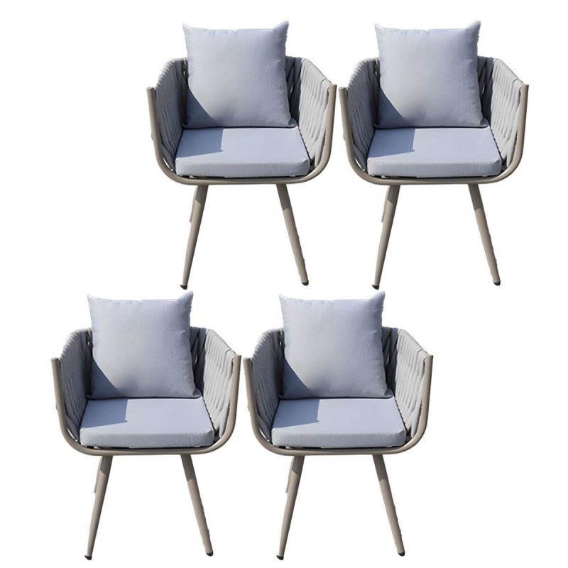 "Tropical Washable Cushion Side Chair Gray Dining Side Chair with Arm - 4 Piece Set"