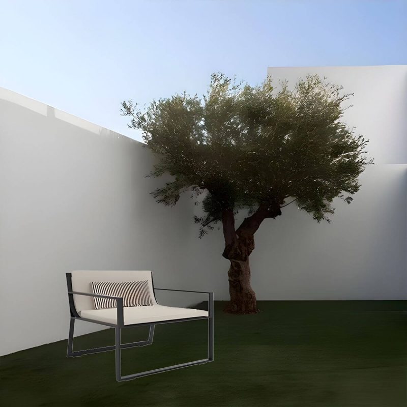 "Aluminum Alloy Frame Outdoor Sofa Modern Style Waterproof Cushion Included - 55"L x 29.5"W x 28"H"