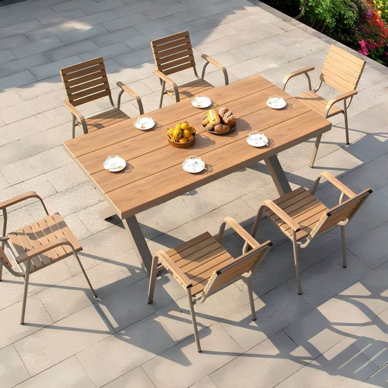 "Contemporary Style Wood Natural Patio Table Rectangle Shape for Outdoor - Table Only 51.2"L x 31.5"W x 29.5"H Natural Finish"