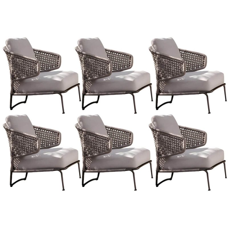 "Tropical Outdoor Chair with Removable Water Repellent Finish Cushion - 26"L x 28"W x 31"H With Arms 6 Piece Set"