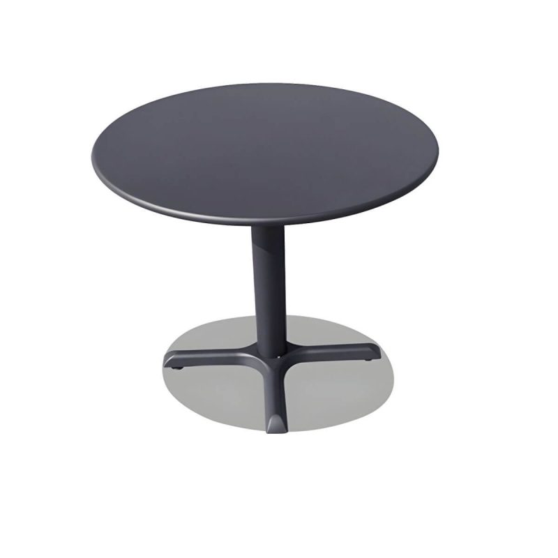 "Industrial Metal Frame Side Table Outdoor Aluminum Patio Table - Table Only Matte Black Round"