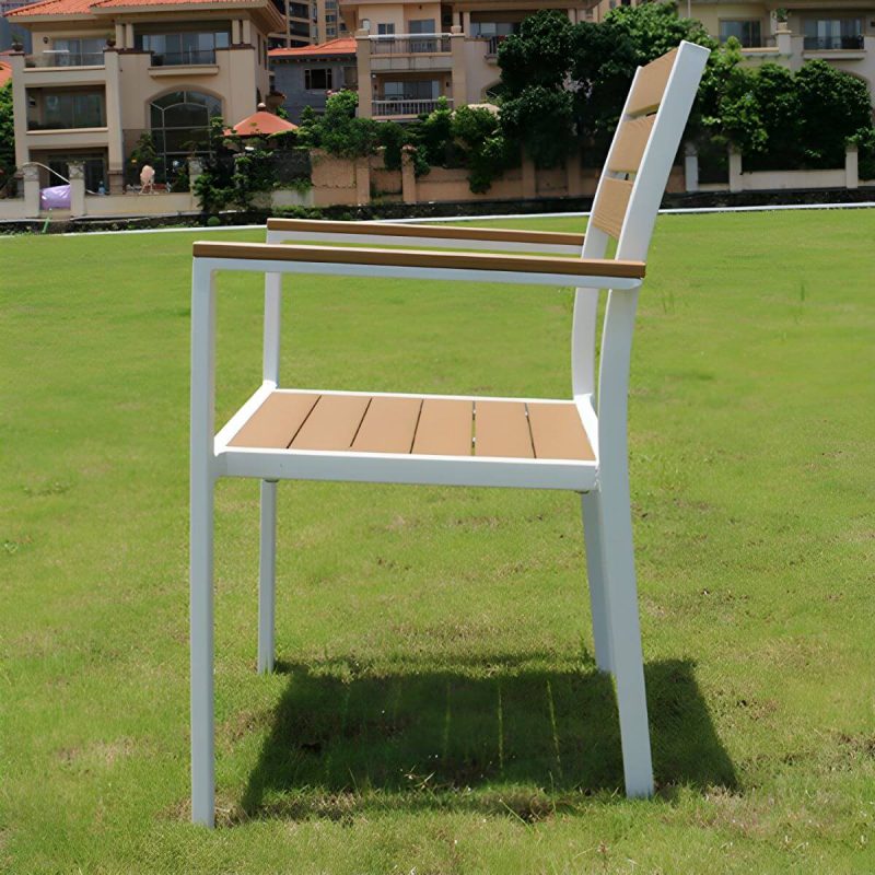 "Contemporary White Dining Table Set with Chairs for Courtyard - Table & Chair(s) 33.5"L x 33.5"W x 29.5"H 4"
