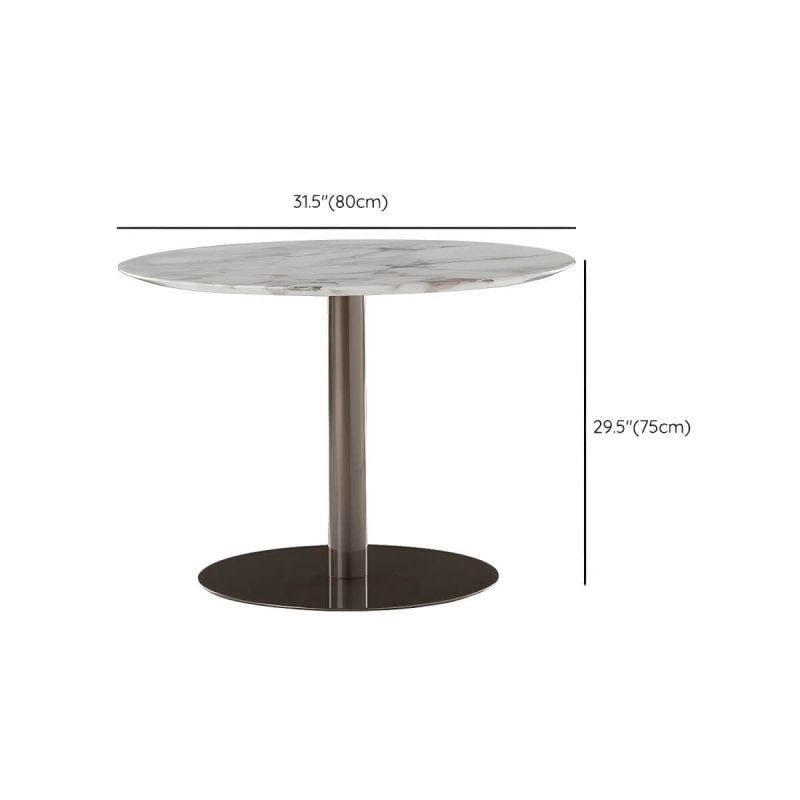 "Dimension of Modern Geometric Waterproof Courtyard Table Metal Base Outdoor Table - Table Only Round Marble 31.5"L x 31.5"W x 29.5"H"