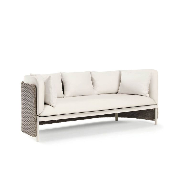 "Tropical with Cushions UV Resistant White Fabric Outdoor Patio Sofa - 75"L x 31.5"W x 27.5"H"