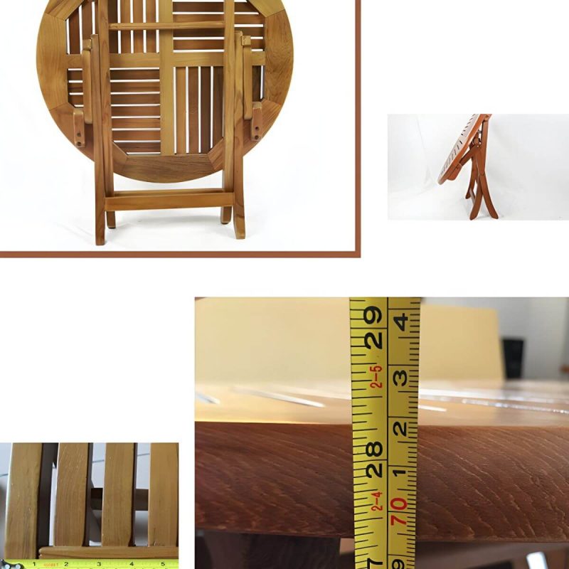 "Brown Patio Table Solid Wood Contemporary Style in Round Shape - 23.6"L x 23.6"W x 22"H Table Only"
