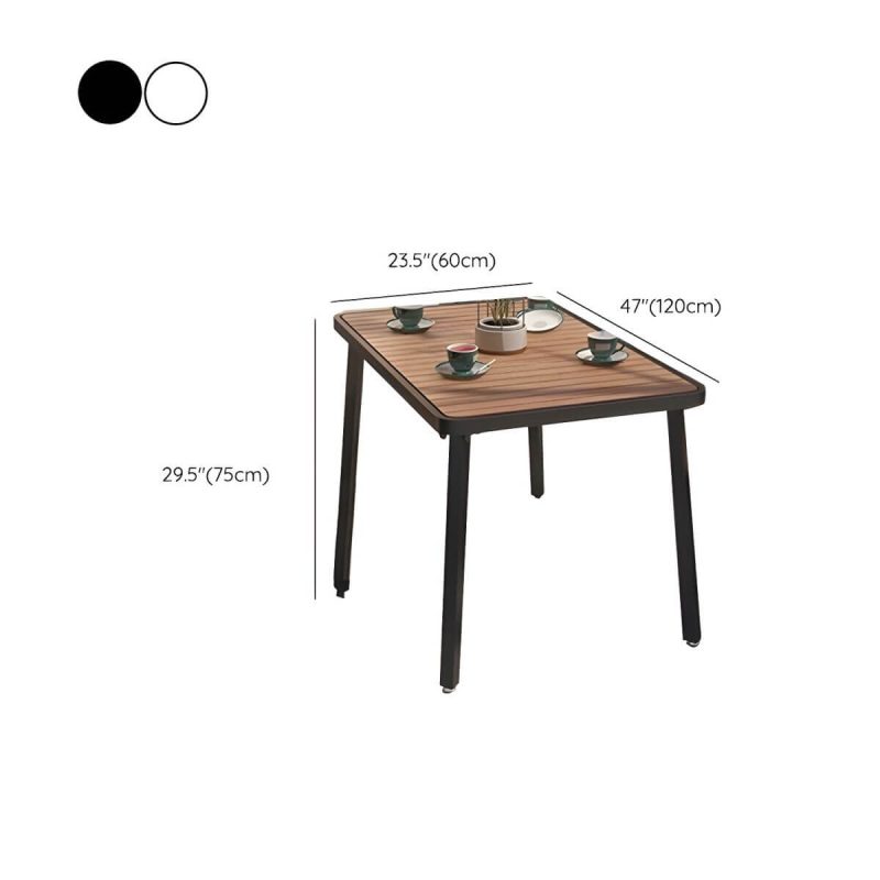 "Dimension of Industrial Metal Outdoor Dining Table with Wood Top, Perfect for Patios and Outdoor Gatherings - Table Only Black 47.2"L x 23.6"W x 29.5"H"