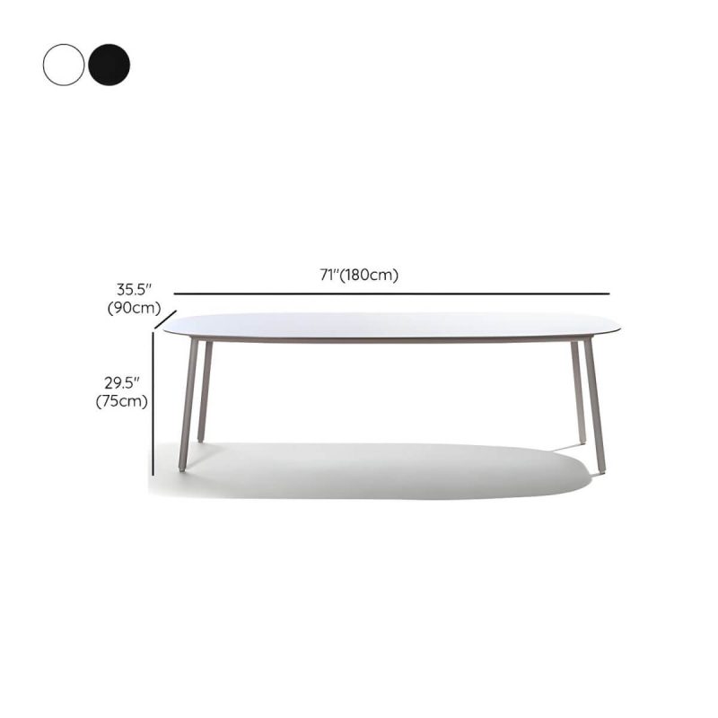"Dimension of Industrial Oval Stone Dining Table Metal Legs Dining Table for Outdoor - 70.9"L x 35.4"W x 29.5"H Table Only"