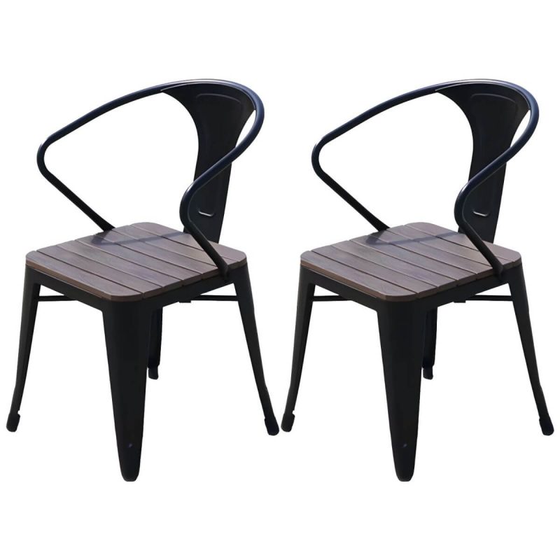 "Traditional Dining Armchair Open Back Outdoors Dining Chairs in Brown - 20"L x 20"W x 31"H 2 Piece Set"