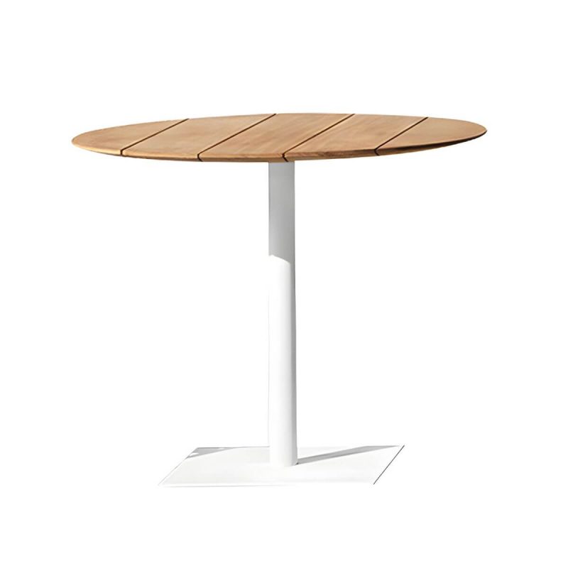 "Contemporary Metal Frame Patio Table Water Resistant Dining Table - Table Only 27.6"L x 27.6"W x 29.5"H Natural Finish Round"