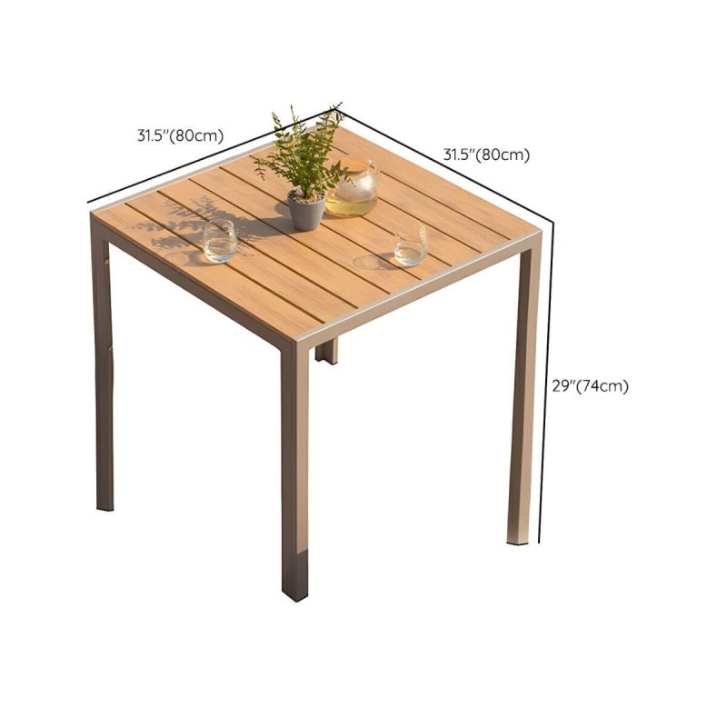 "Dimension of Contemporary Style Wood Natural Patio Table Rectangle Shape for Outdoor - Table Only 31.5"L x 31.5"W x 29.1"H Natural"
