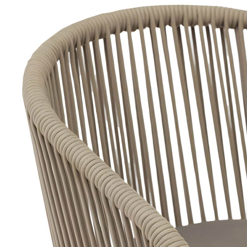 "Contemporary Cane Back Dining Arm Chair Braid Square for Outdoor - 4 Piece Set"
