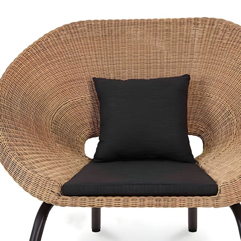 "Tropical Rattan and Metal Frame Outdoor Sofa Water Resistant Patio Sofa - 1-Seater Sofa"