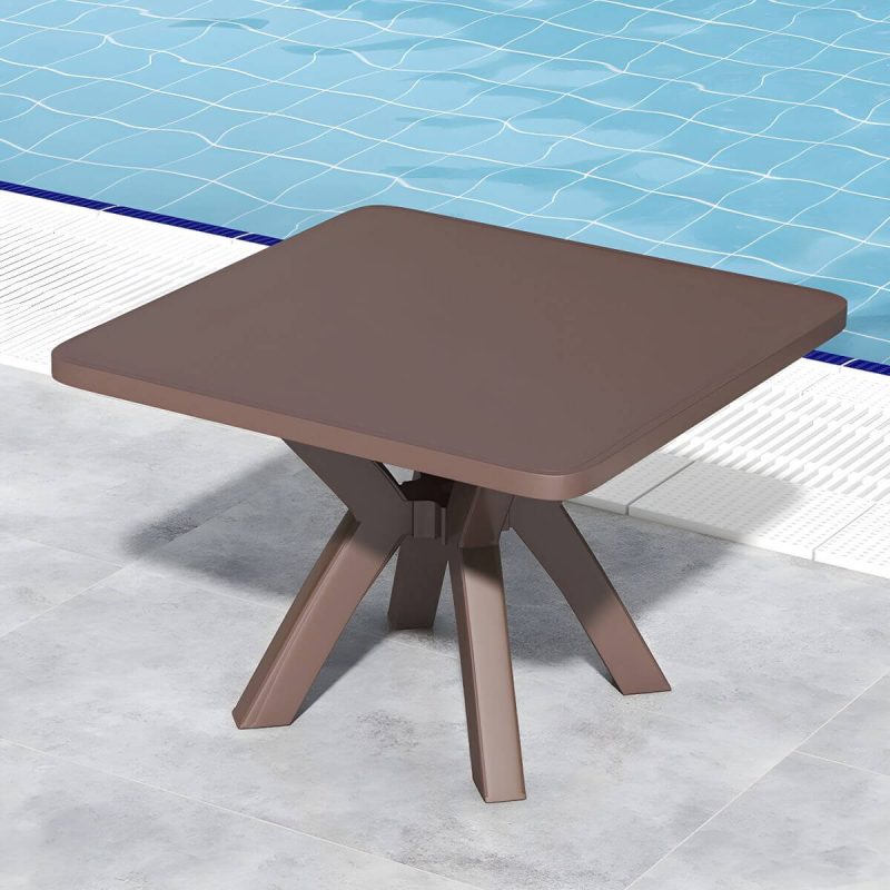 "Minimalistic Square Dining Table Plastic Outdoor Dining Table - Coffee Table Only"