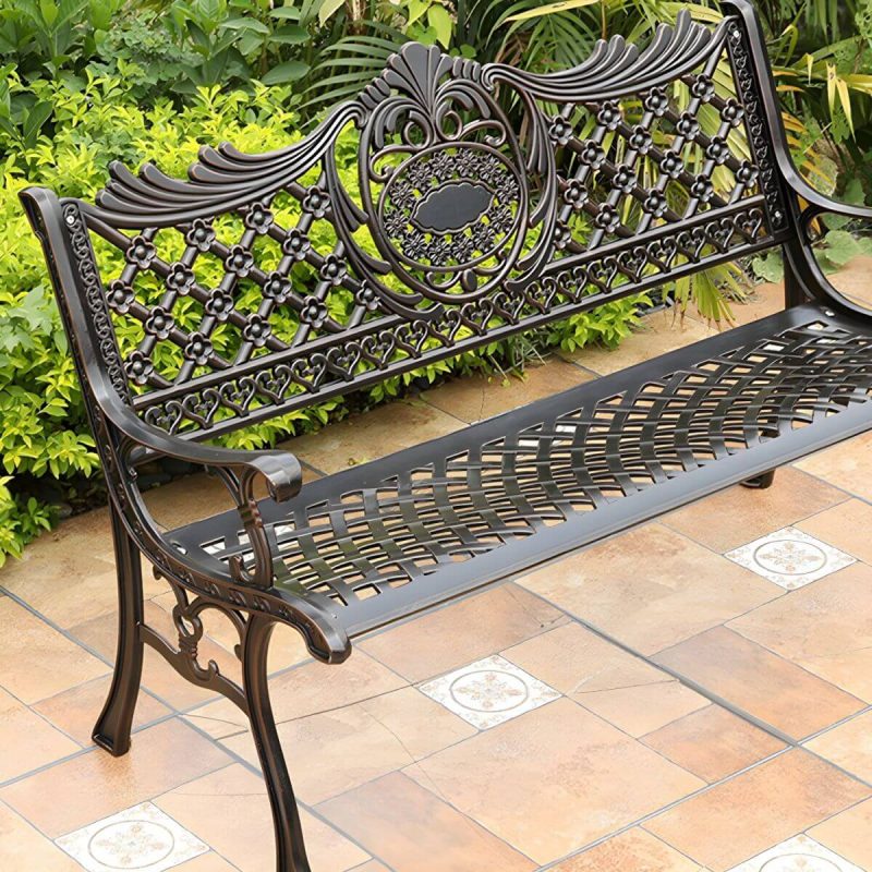 "Contemporary Style Park Bench with Legs Water Resistant for Outdoor - 51"L x 24"W x 33"H"