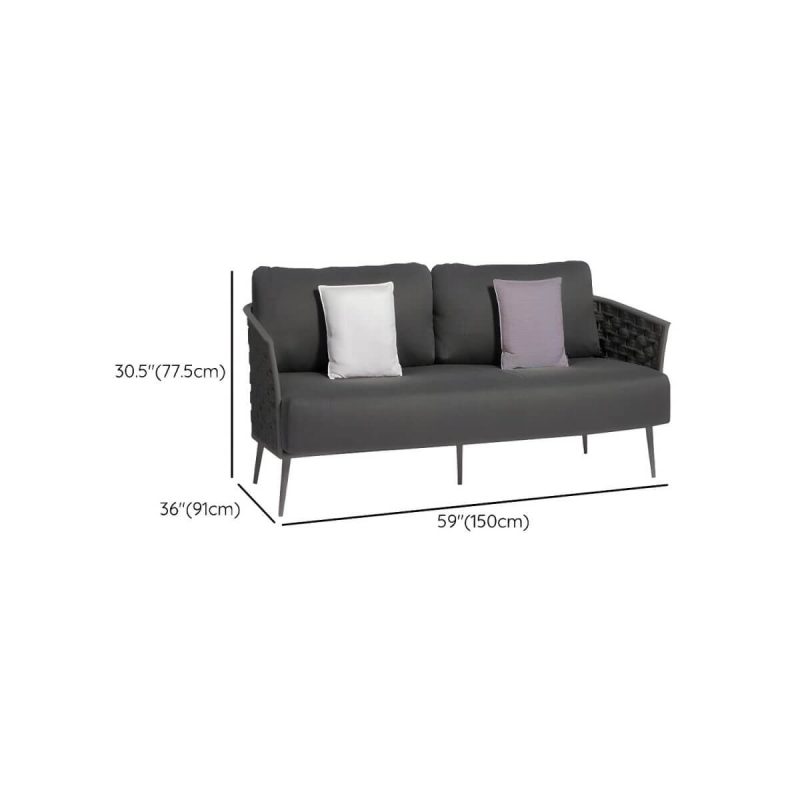 "Dimension of Modern Metal Frame Outdoor Sofa UV Resistant Patio Sofa with Cushion - 2-Seater Sofa"