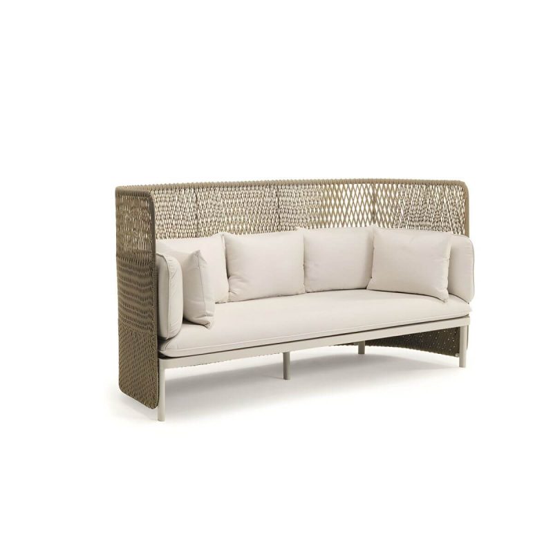 "Tropical with Cushions UV Resistant White Fabric Outdoor Patio Sofa - 75"L x 31"W x 39"H"