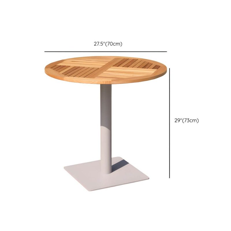 "Dimension of Modern Outdoor Patio Table UV Resistant Dining Table with Metal Frame - Table Only 27.6"L x 27.6"W x 28.7"H Light Brown Round"