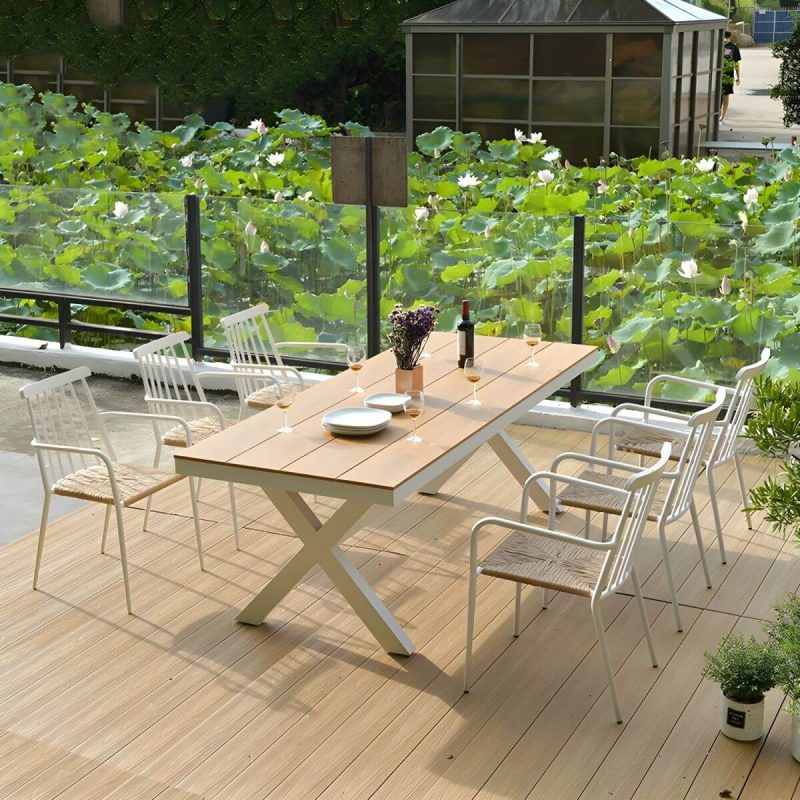 "Tropical Metal Arm Chair with Corrosion Resistant Construction for Outdoor Dining - Black 4 Piece Set"
