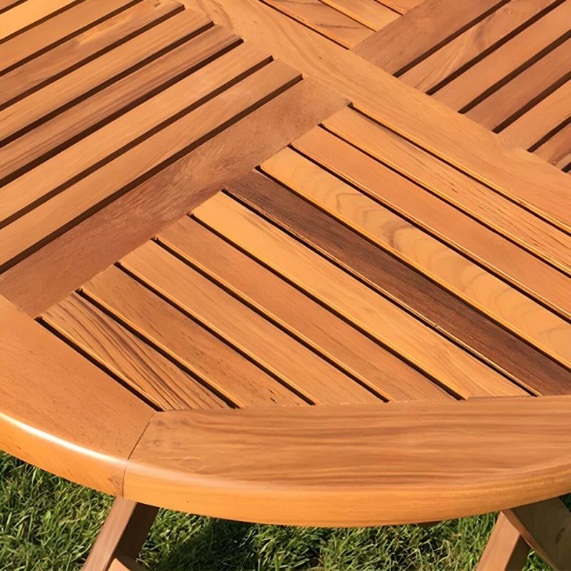 "Brown Patio Table Solid Wood Contemporary Style in Round Shape - 23.6"L x 23.6"W x 22"H Table Only"