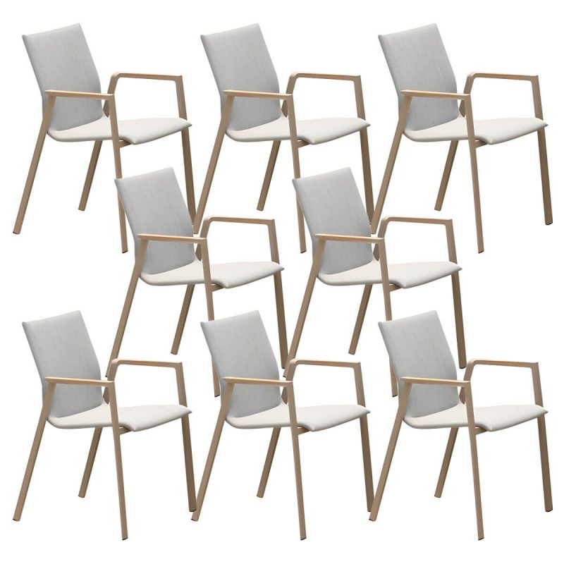 "Aluminum Outdoor Chair Contemporary Arm Chair Outdoor Bistro Chair - Upholstered 8 Piece Set"