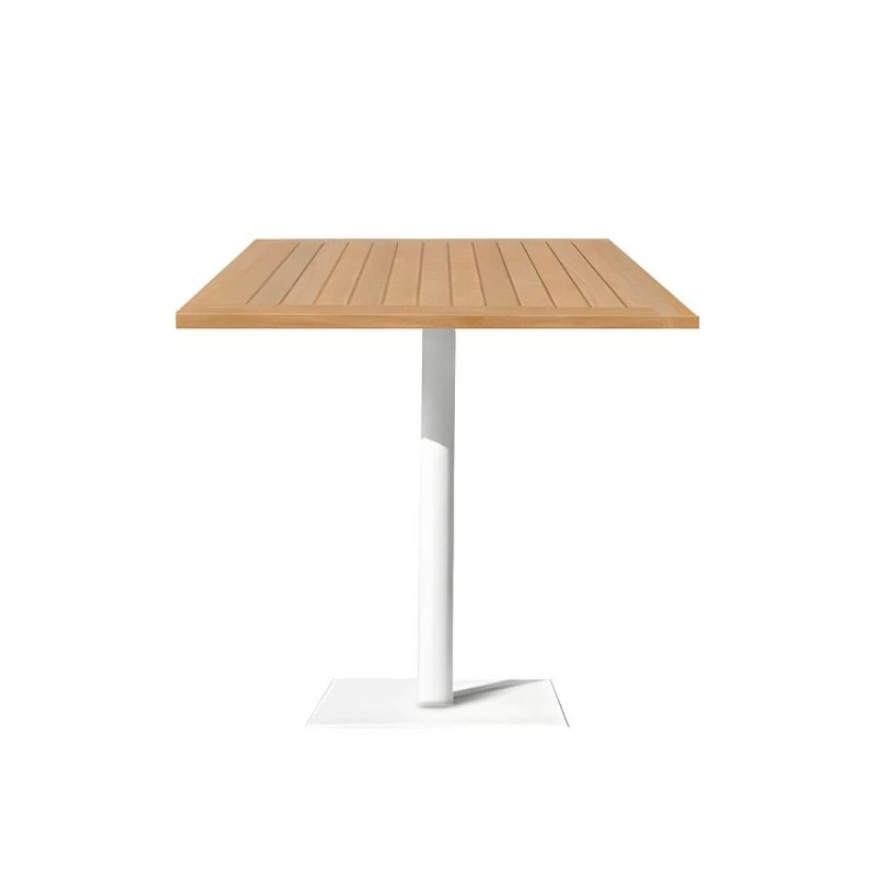 "Teak Wood Modern Patio Dining Table with Umbrella Hole - Waterproof and UV Resistant - Table Only 27.6"L x 27.6"W x 29.1"H Square"